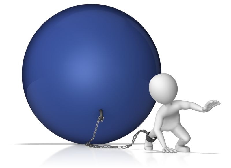 Walking With A Ball And Chain  Great PowerPoint ClipArt for