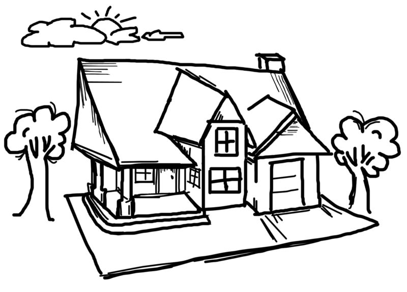 Stick Figure Drawing House  Great PowerPoint ClipArt for Presentations 