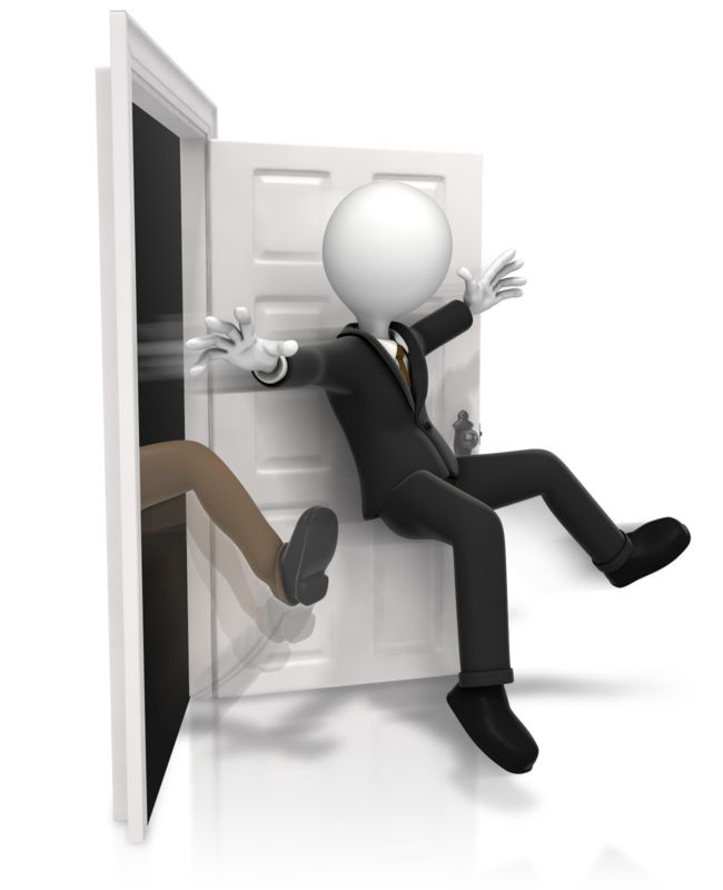 Getting Kicked Out The Door Great Powerpoint Clipart For Presentations Presentermedia Com