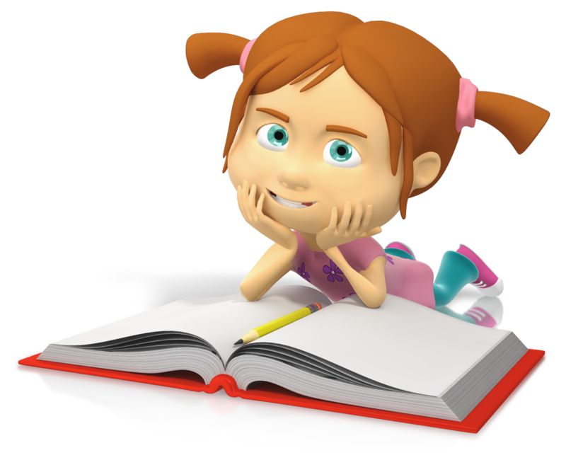 Young Girl Reading Book | Great PowerPoint ClipArt for Presentations -  