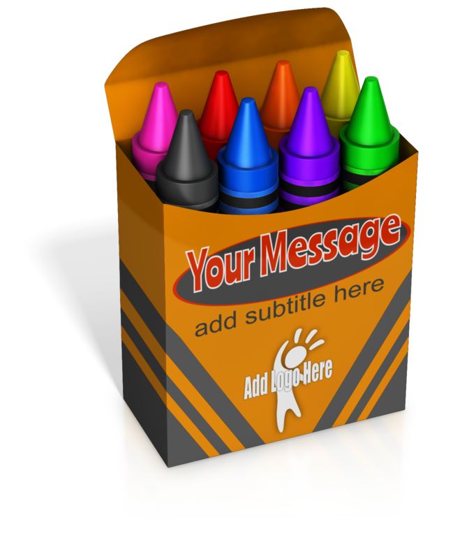 Custom Colored Crayons Box  Great PowerPoint ClipArt for Presentations 