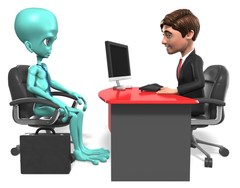 Businessman Interview Alien | Great PowerPoint ClipArt for Presentations -  