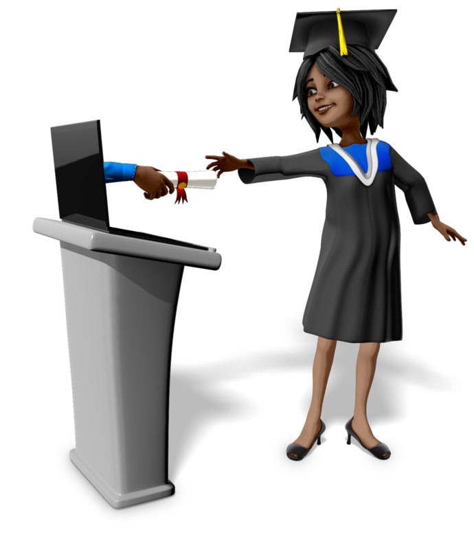 accepting diploma online clipart
