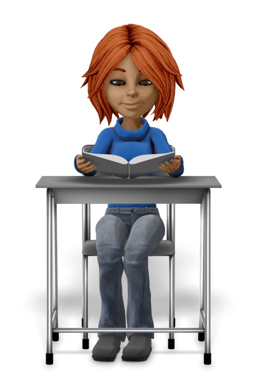 child reading at desk clipart