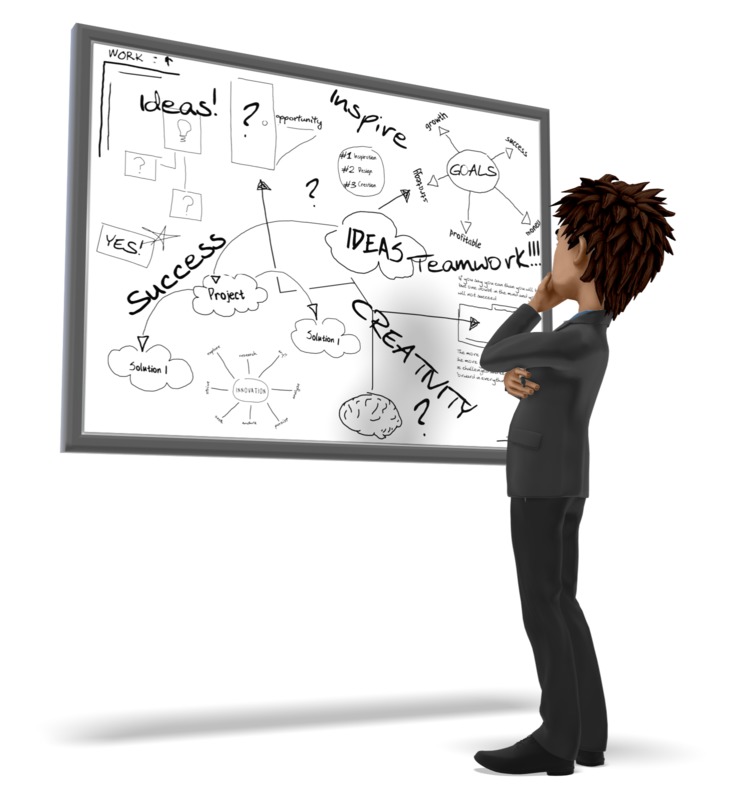 Businessman Pondering White Board | Great PowerPoint ClipArt for  Presentations 