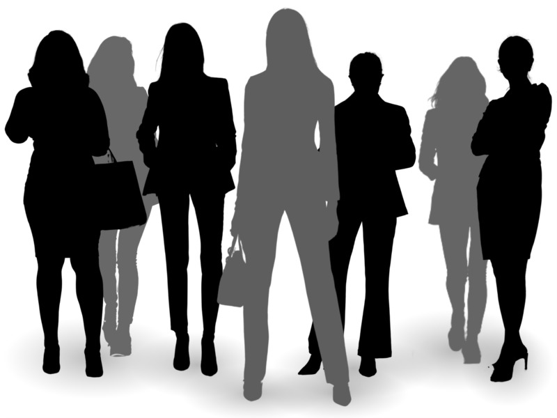 women silhouettes standing
