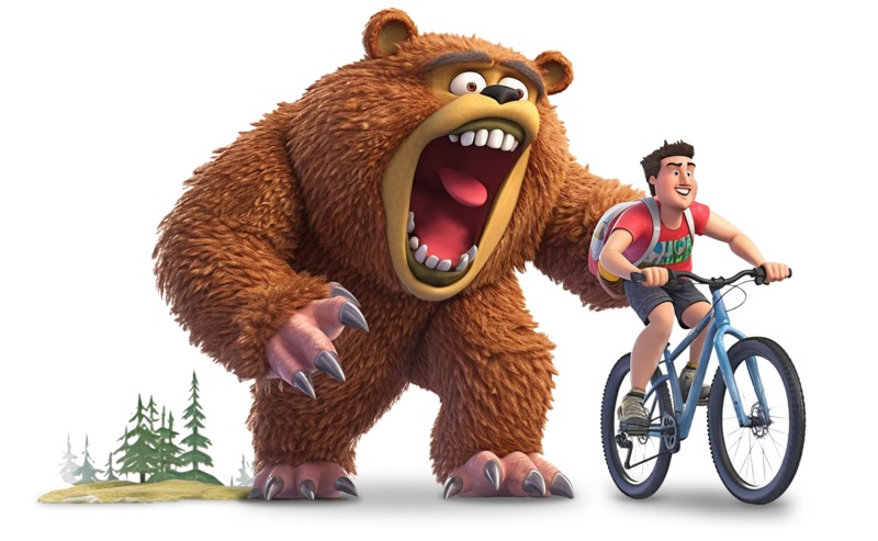 clipart mountain biker chased