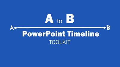 A preview image of a PowerPoint slide that shows a hand drawing a timeline from point a to b