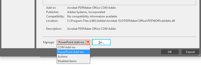 A tutorial preview of the PowerPoint add-in window showing how to get to the unistall menu for add-ins.