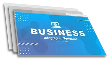 a preview image showing a simplistic powerpoint template slide which has a simplistic blue design around the word business.