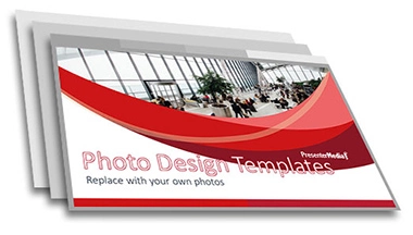 a preview image showing a ppt template slide which contains a swooping design around a photo image.