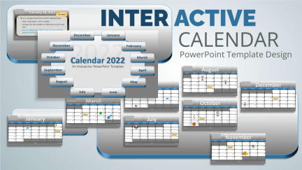 A collage of presentation slides from 2022 Interactive PowerPoint Calendar