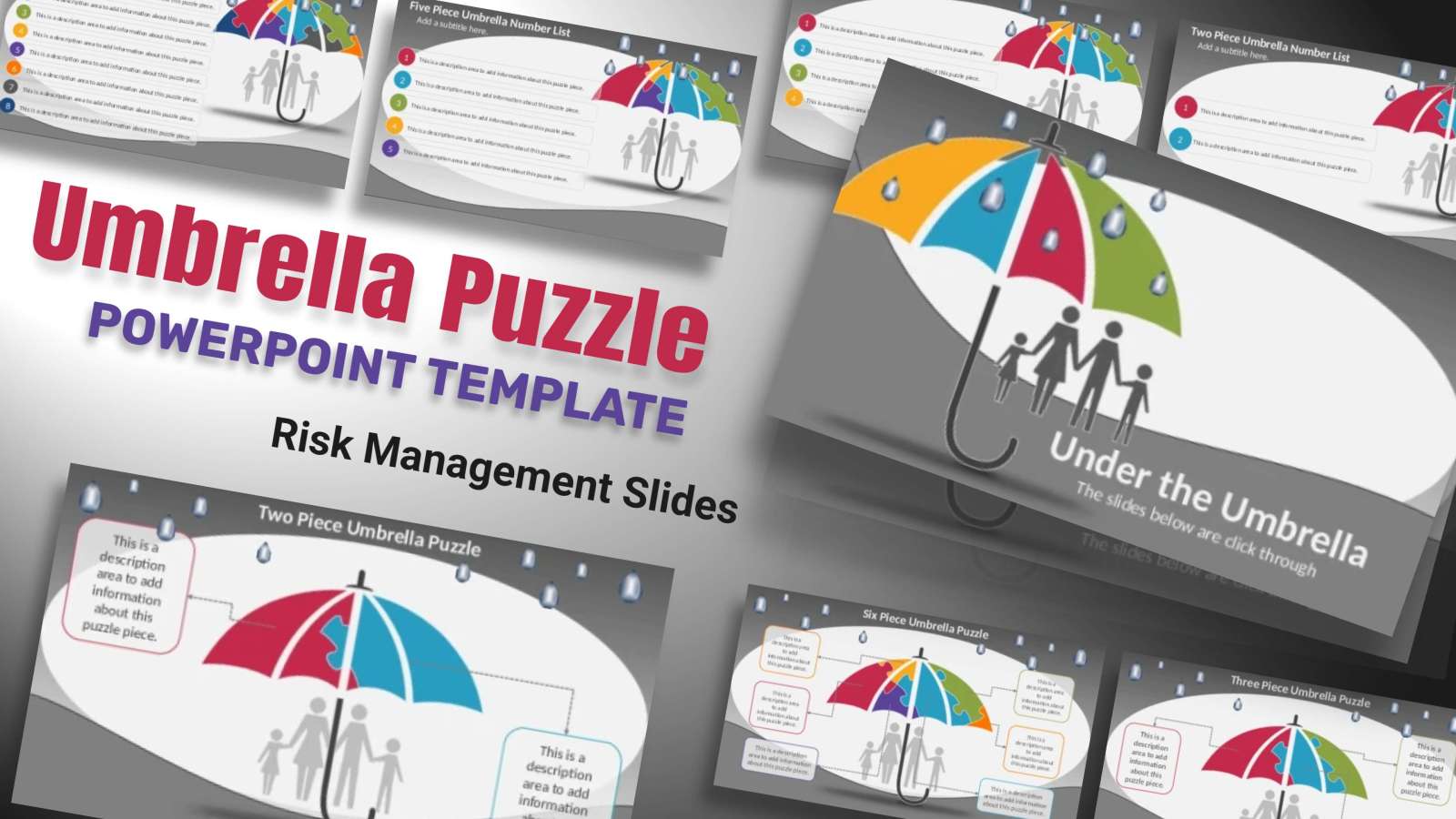 Umbrella Puzzle Protection PowerPoint Template