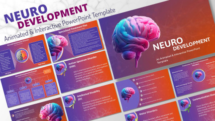A collage of presentation slides from Brain Themed Neurodevelopment PowerPoint Slides
