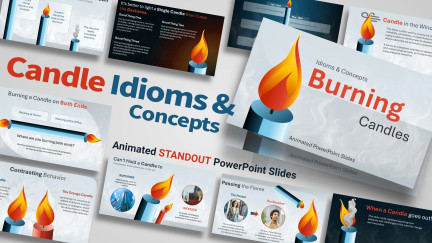 A collage of presentation slides from Candle Idioms & Concepts PowerPoint Slides