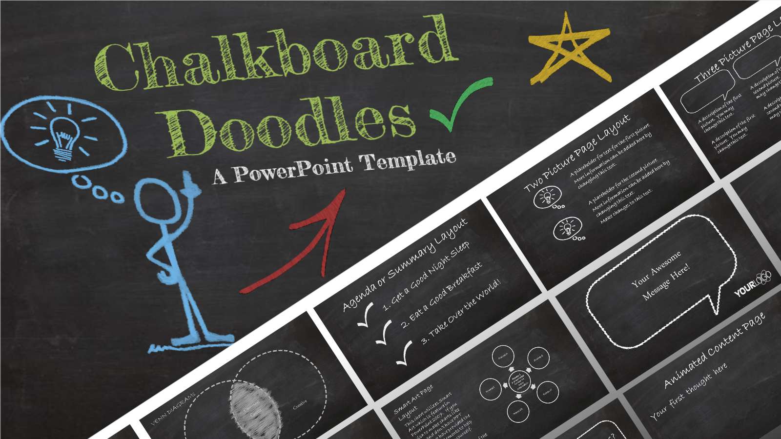 Chalkboard Doodles A PowerPoint Template from