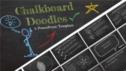 A collage of presentation slides from Chalkboard Doodles PowerPoint Template