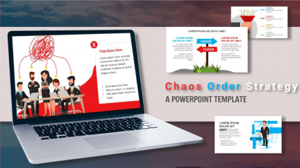 A collage of presentation slides from Chaos Order Strategy PowerPoint Template