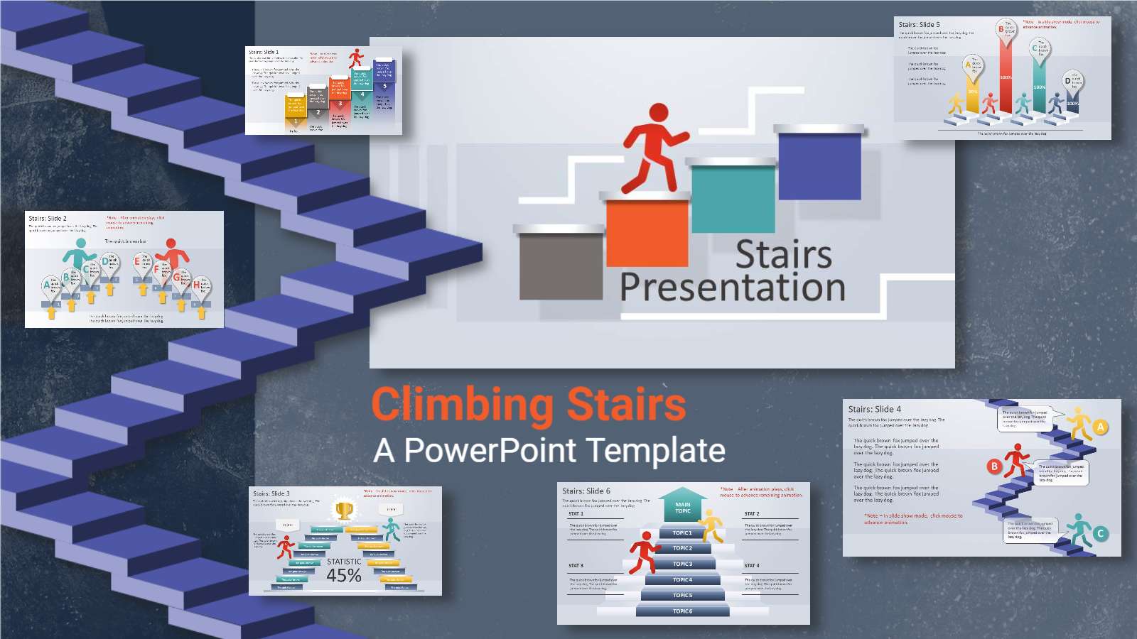 Climbing Stairs | A PowerPoint Template from PresenterMedia.com