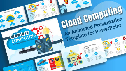 A collage of presentation slides from Cloud Computing Presentation Template for PowerPoint