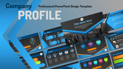 A collage of presentation slides from Company Profile Proposal PPt Slides PowerPoint Template