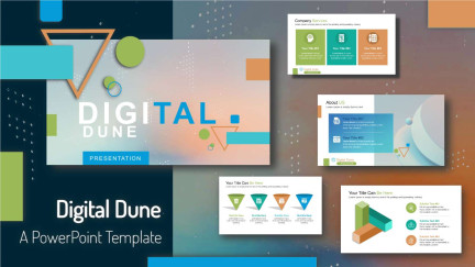 A collage of presentation slides from Digital Dune PowerPoint Template