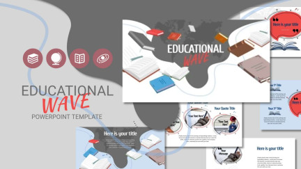 A collage of presentation slides from Education Wave PowerPoint Template