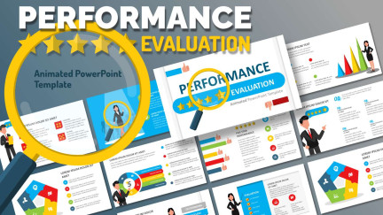 A collage of presentation slides from Five Star Performance Evaluation PowerPoint Theme