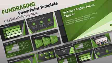 A collage of presentation slides from Fundraising Impact PowerPoint Template – Editable Slides for Nonprofits and Beyond