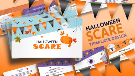 A collage of presentation slides from Halloween Scare PowerPoint Theme