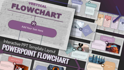 A collage of presentation slides from Interactive Flowchart PowerPoint Template