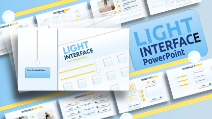 A collage of presentation slides from Light Interface PowerPoint Template