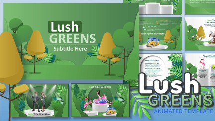 A collage of presentation slides from Lush Greens PowerPoint Template