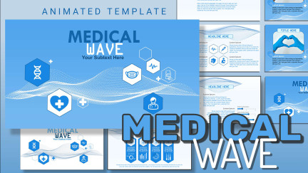 A collage of presentation slides from Medical Wave PowerPoint Template