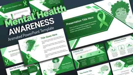 A collage of presentation slides from Mental Health Awareness PowerPoint Template for Presentations