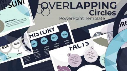 A collage of presentation slides from Overlapping Circles PowerPoint Design Template