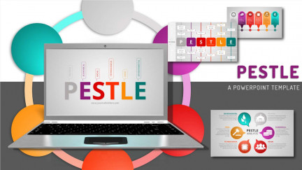 A collage of presentation slides from PESTLE Toolkit PowerPoint Template