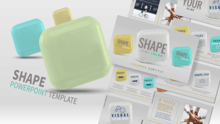 A collage of presentation slides from PowerPoint 3D Cube Shape (Timeline) Template