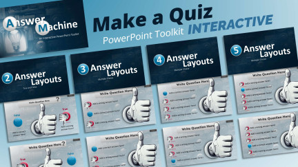 A collage of presentation slides from Quiz Machine PowerPoint Template