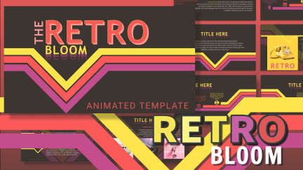 A collage of presentation slides from Retro Bloom PowerPoint Template
