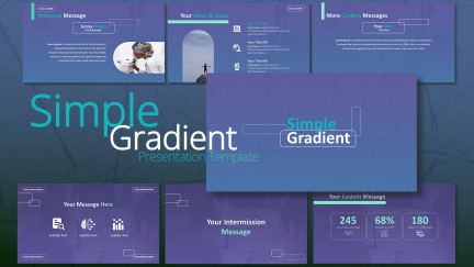 A collage of presentation slides from Simple Gradient PowerPoint Template