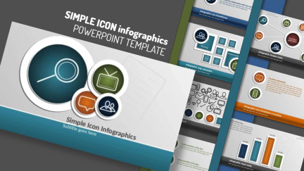 A collage of presentation slides from Simple Icon Infographics PowerPoint Template