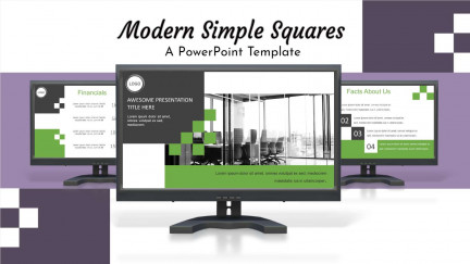 A collage of presentation slides from Simple Squares Modern PPT Template