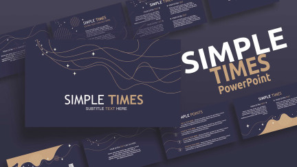 A collage of presentation slides from Simple Times PowerPoint Template