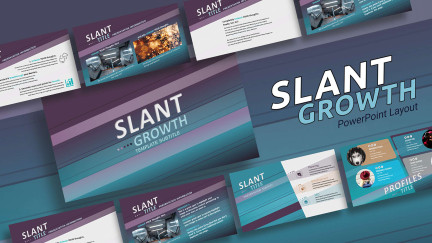 A collage of presentation slides from Slant Growth Abstract Design PowerPoint Template