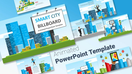 A collage of presentation slides from Smart City and Billboard PowerPoint Slides
