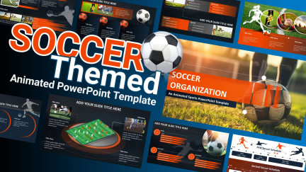 A collage of presentation slides from Soccer PowerPoint Presentation Template
