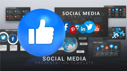 A collage of presentation slides from Social Media PPT Template