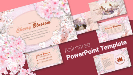 A collage of presentation slides from Spring PowerPoint Slides with Flowering Cherry Trees