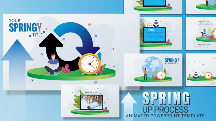 A collage of presentation slides from Spring Up Process PowerPoint Template